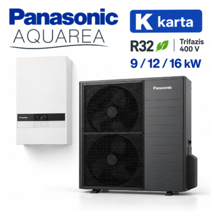 Panasonic Aquarea K Bi-Bloc R32 trifazis oras–vanduo šilumos siurblys 9, 12 ir 16 kW – vidinis ir lauko blokai